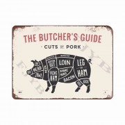 The Butchers Guide Vintage Metal Tin Signs for Kitchen