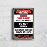 Custom Wholesale Vintage Beware of Danger Metal Tin Plaques Poster Signs