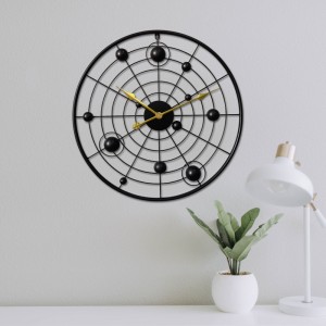 Modern Mesh Living Room Clock Planet Circular Concept Round Home Clock
