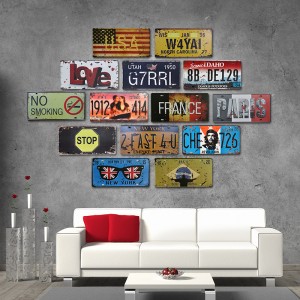 Retro Metal License Plaque for Home Wall Decor Car License Plate Decoration